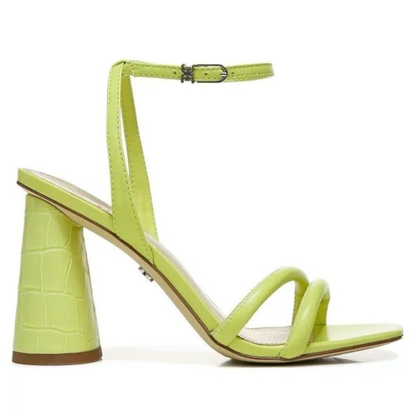 SAM Edelman Bnwot "Kia" Ankle Strap Block Heel Lime Green Women New - Picture 10 of 10